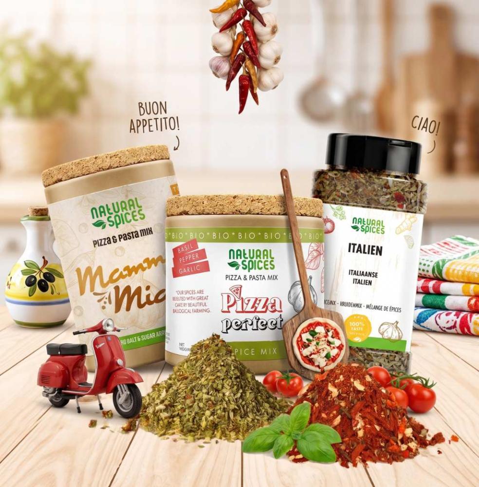 3 verschillende italiaanse kruidenmixen van Natural Spices