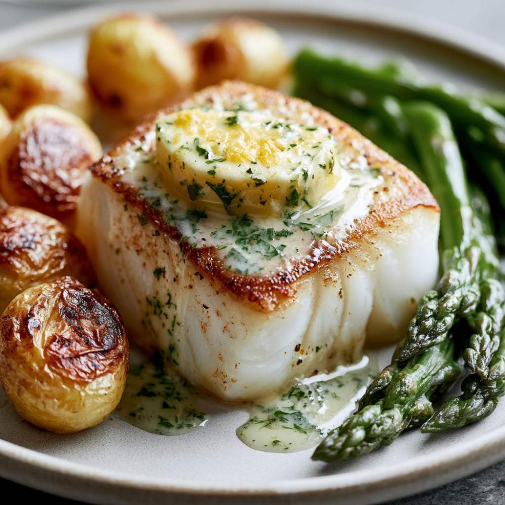 gegrilde kabbeljauw met citroen kruidenboter en asperges
