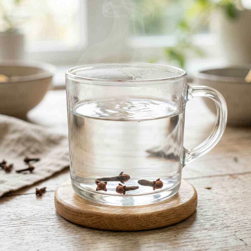 kop met heet water en kruidnagels