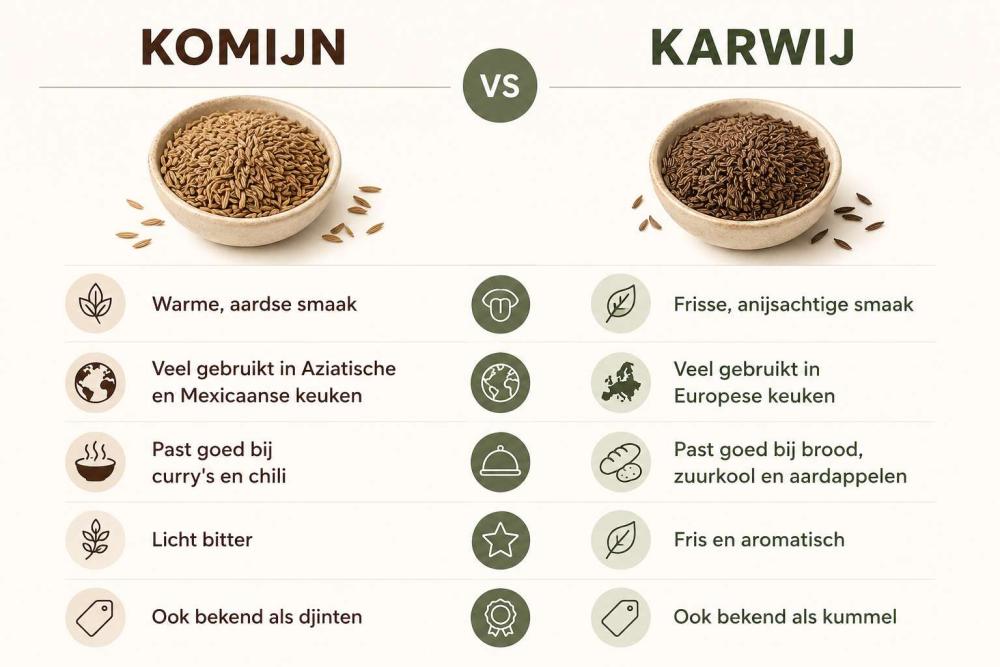 infographic verschillen karwij en komijn
