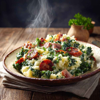 bord met boerenkool met worst en spekjes