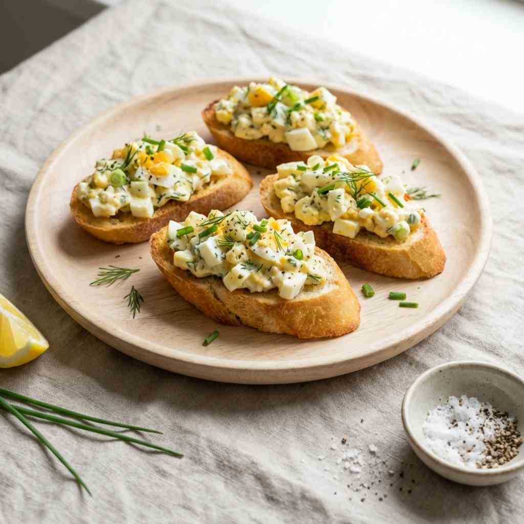 Crostini met eiersalade Crostini met eiersalade