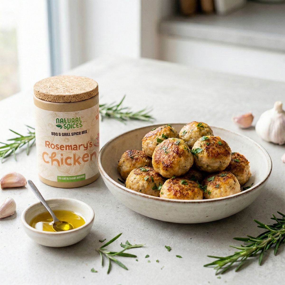 Kipgehaktballetjes met Rosemary’s Chicken Kipgehaktballetjes met Rosemary’s Chicken