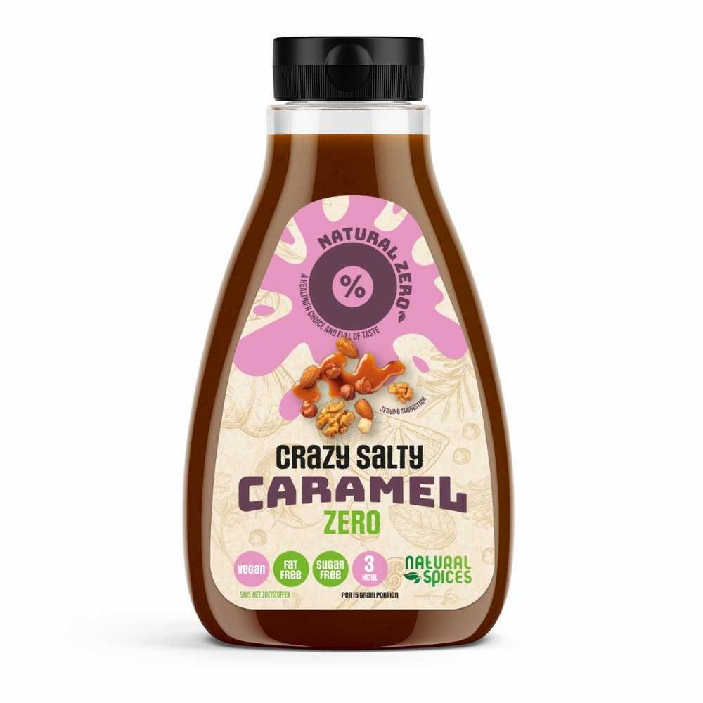 low calorie crazy salty caramel zero sauce by natural spices, fat free, sugar free en vegan