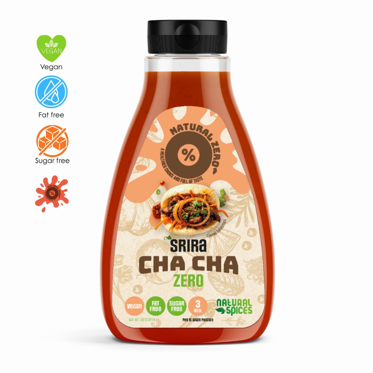 Natural Spices Low calorie  Sriracha saus | Vegan, fat free, en suikervrij