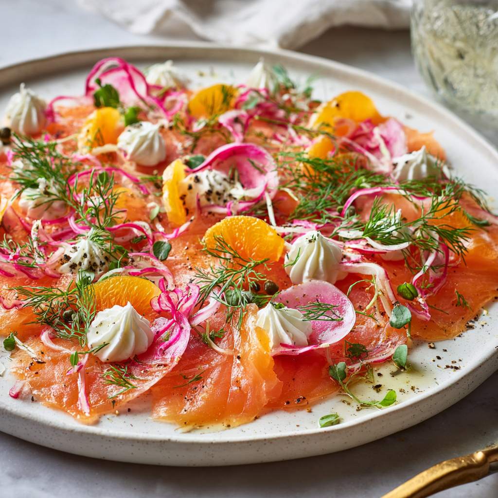 verse zalm carpaccio met sinaasappel en dille