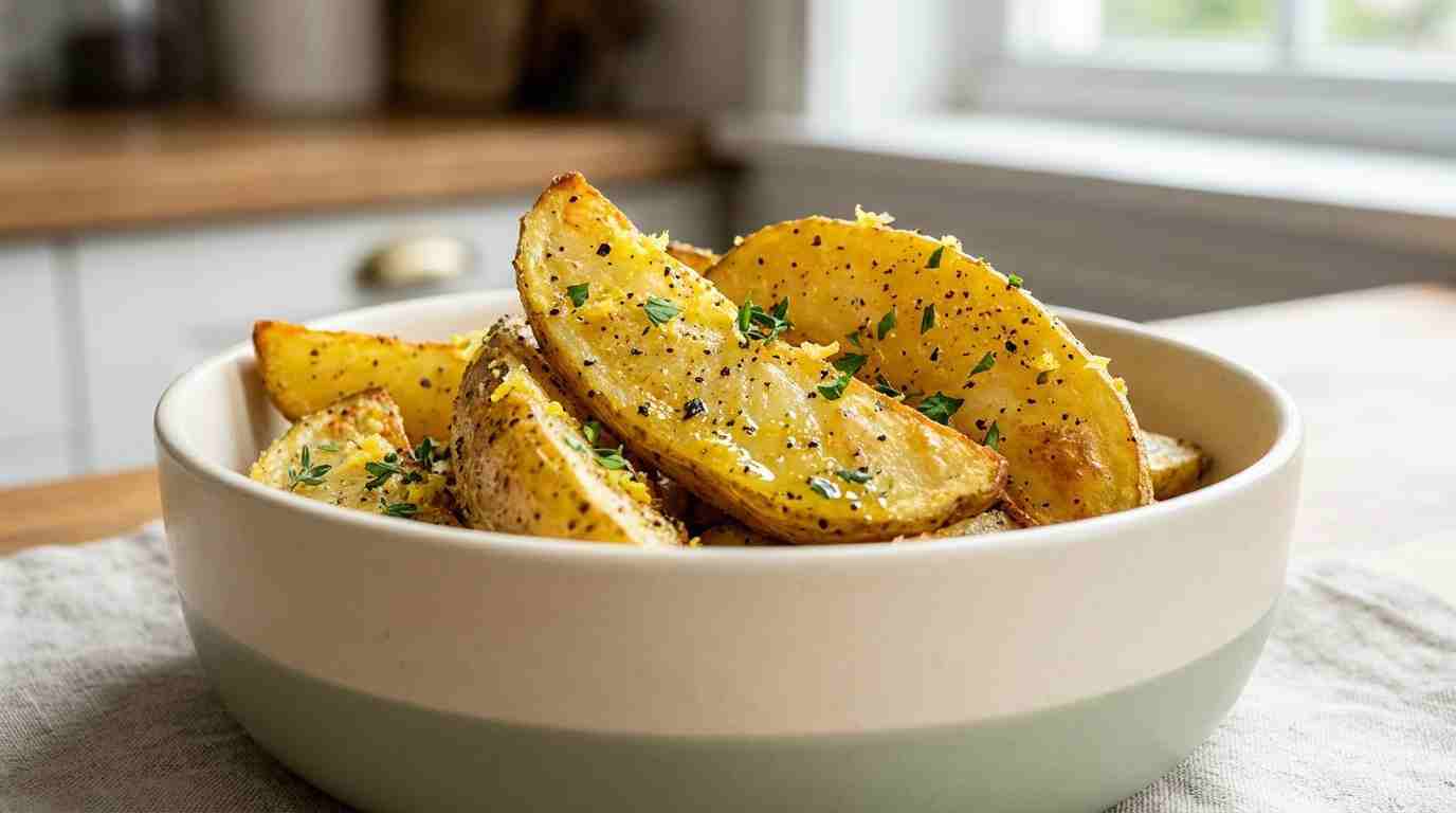 lemon pepper airfryer baked potato slices